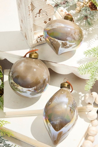 Christmas Ornament Raised Metallic Swirls Matte Glam Holiday Decor