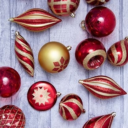 Christmas Ornament Red Gold Palette Glitter Finish Set