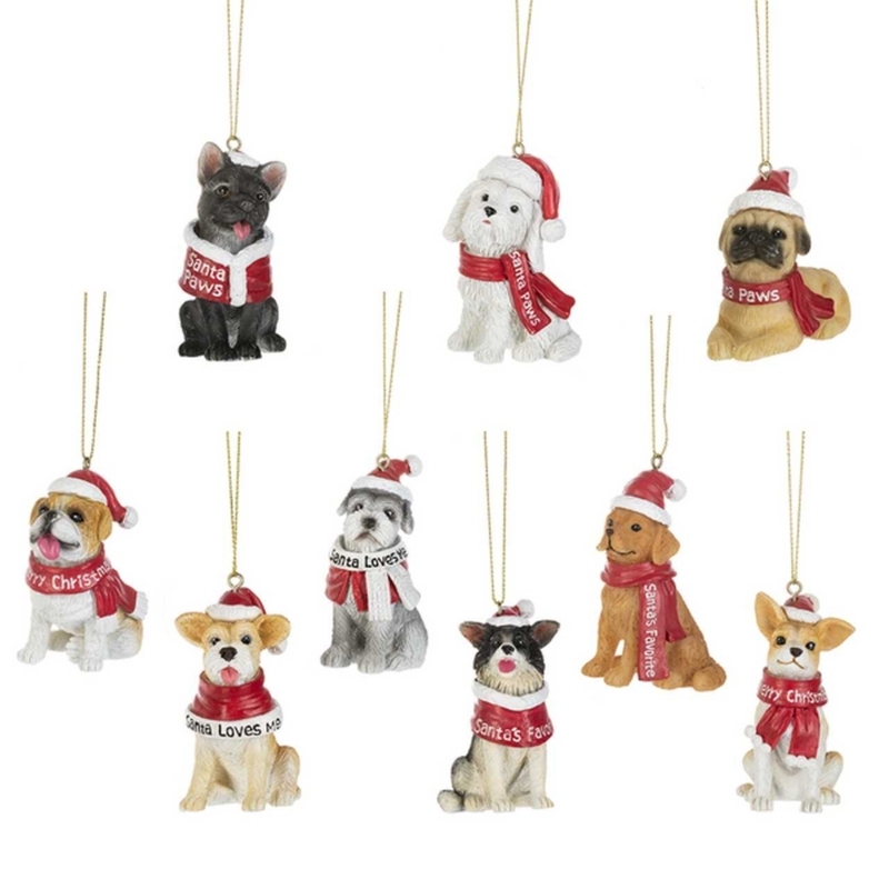 Christmas Ornament Resin Like Santa Outfit Gold Bell Textured Fur Trim