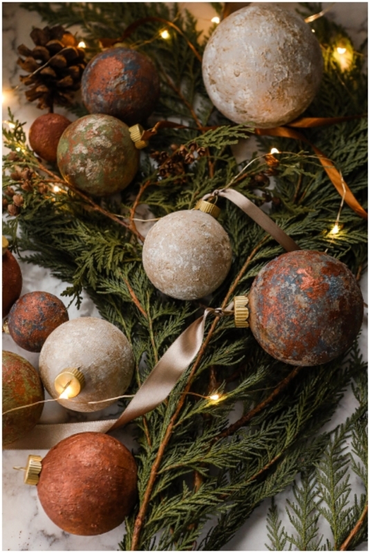 Christmas Ornament: Rusted Finish Circular Disk with Patinated Texture