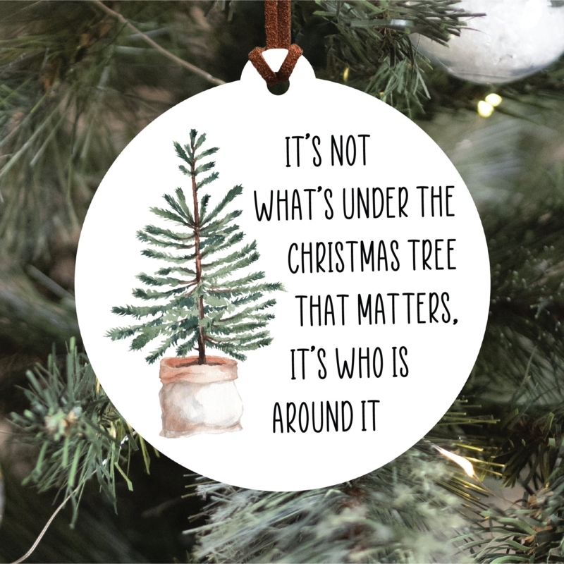 Christmas Ornament Sarcastic Quote White Disc Wreath Design Glossy