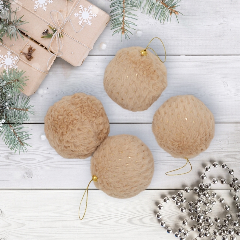 Christmas Ornament Sequin Polka Dots Plush Glam Holiday Decor