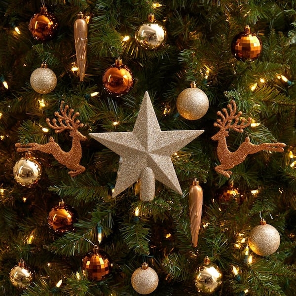 Christmas Ornament Set Gold and Silver Mixed Finishes Reusable Storage