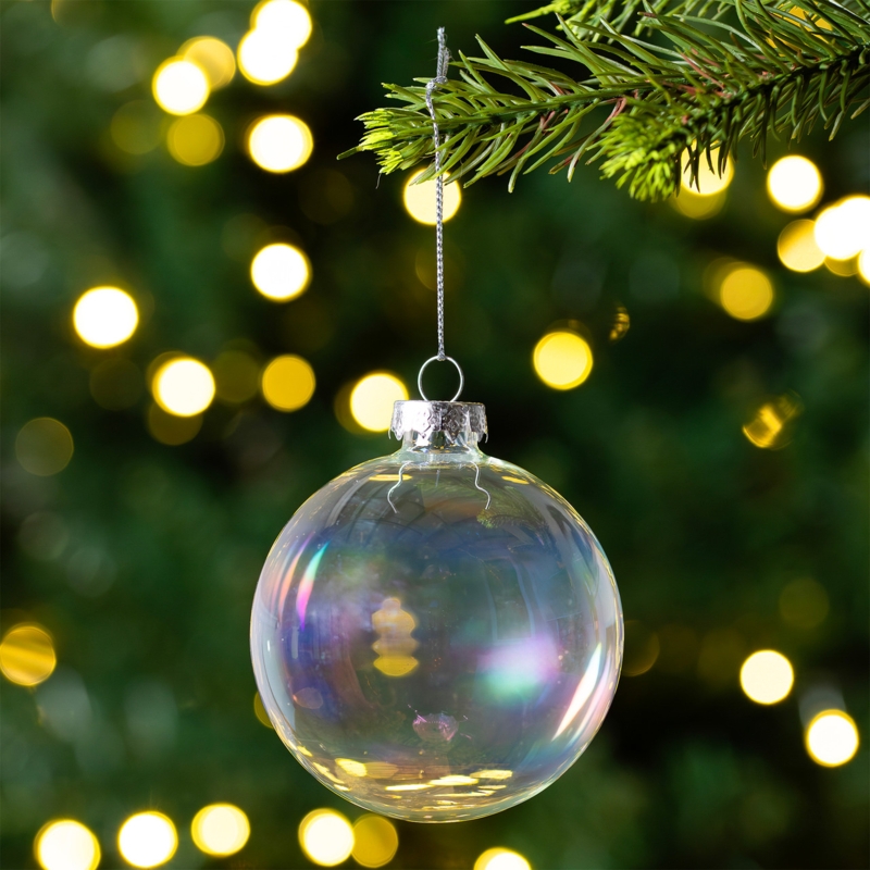 Christmas Ornament Set Iridescent Finish Pearly White Modern GlamDecor