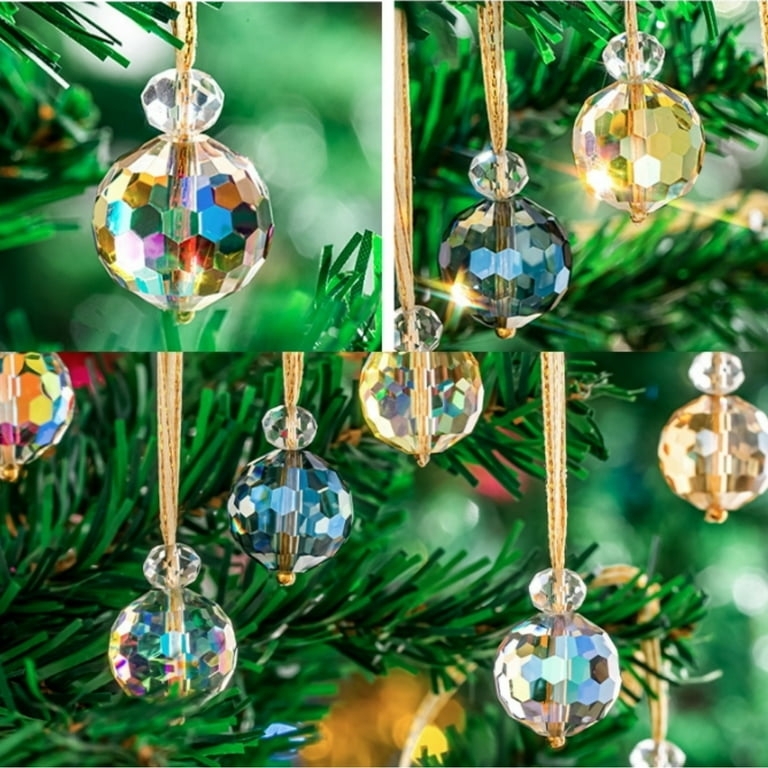 Christmas Ornament Set: Miniature Faceted Crystal Baubles in Jewel Tones