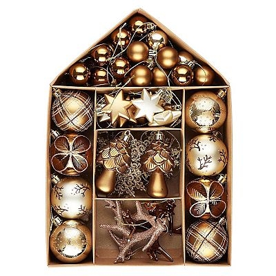 Christmas Ornament Set Woodland Theme Mixed Finish Nature Inspired