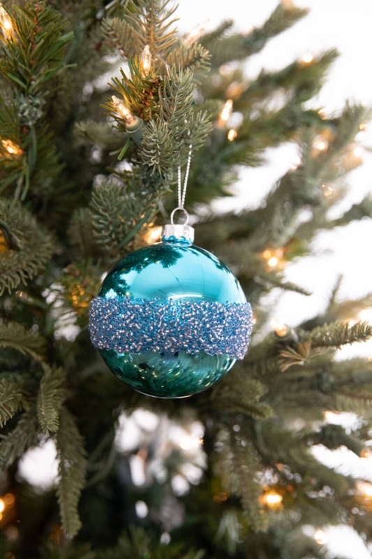 Christmas Ornament Three-Tier Drop Cobalt Blue Glass Finial