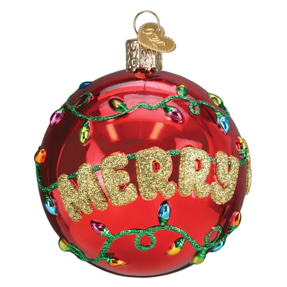 Christmas Ornament Typography Design Glass Like Glitter Festive Round