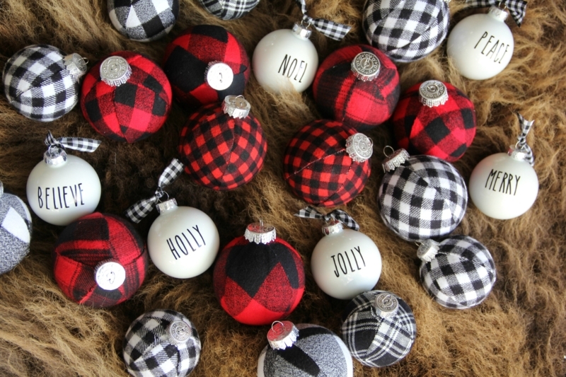 Christmas Ornament: Upholstered Disc Shape with Faux Cedar Botanical Accent.