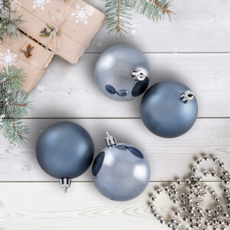 Christmas Ornaments Denim Blue Palette Shatterproof Mixed Finish