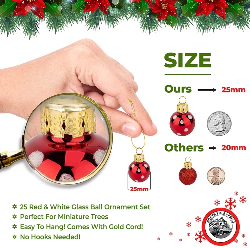 Christmas Ornaments Miniature Size Peppermint Stripes Glass