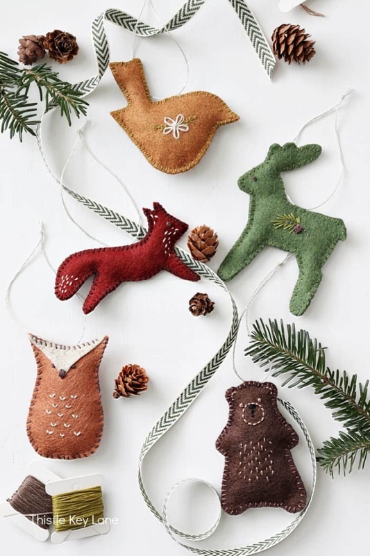 Christmas Ornaments: Scandinavian Felt Animals, Hand-Stitched Holiday Decor