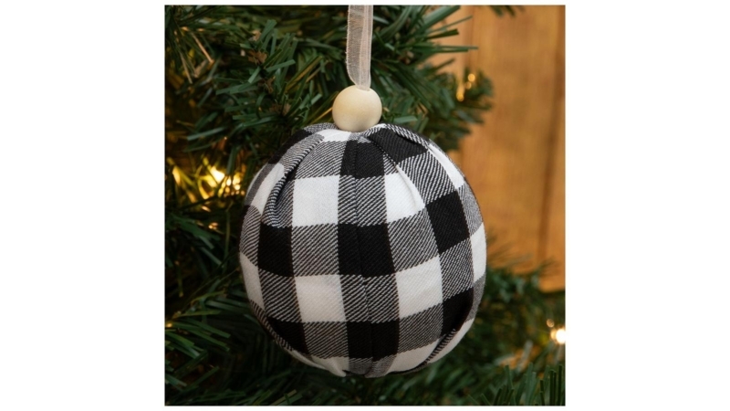 Christmas Ornaments: Spherical Shape with Faux Berry Clusters and Pine Sprigs.