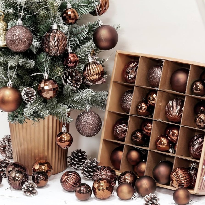 Christmas Ornaments: Tonal Brown Mixed Finishes, Neutral Holiday Palette