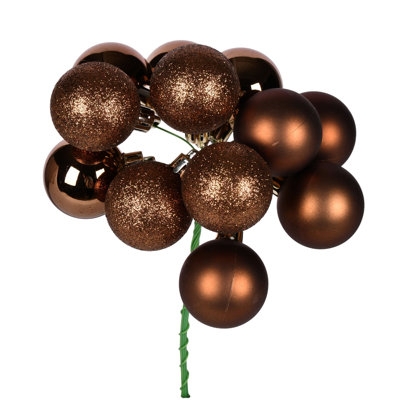 Christmas Pick Bronze Ornament with Faux Greenery and Pinecones