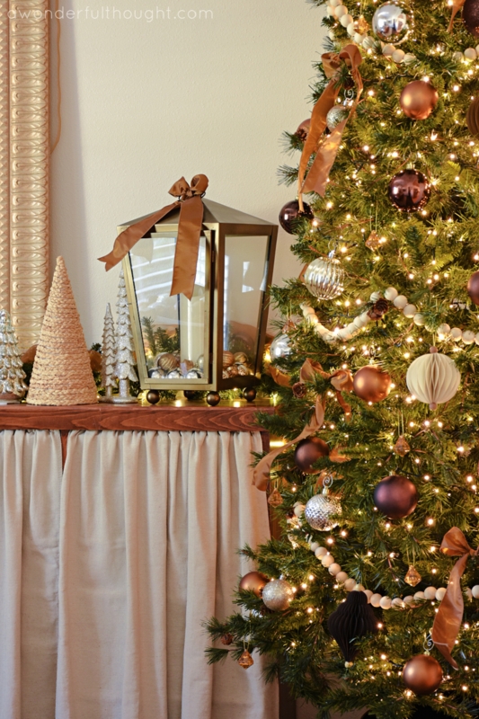 Christmas Tree: Mesh Ribbon Wrap, Woven Basket Base, Metallic Accents