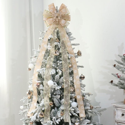Christmas Tree Topper Oversized Buffalo Plaid Rustic Farmhouse Bow