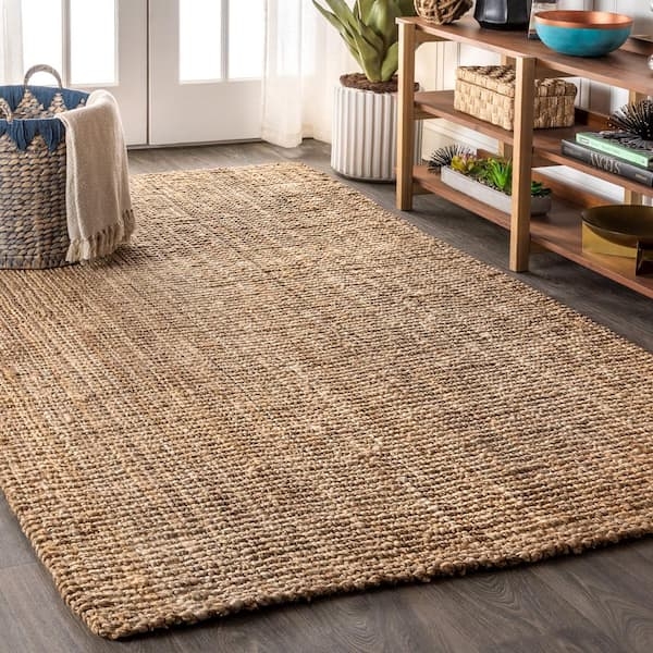 Chunky Area Rug: Braided Weave, Natural Fiber, Coastal Minimalist Decor