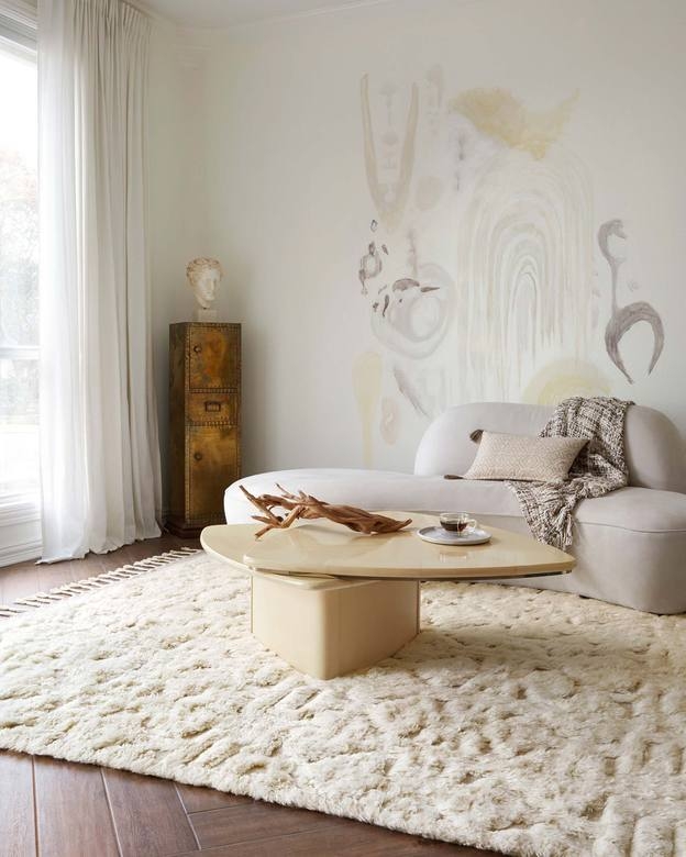Chunky Braided Area Rug Oatmeal Hygge Scandi Minimalist Living Room