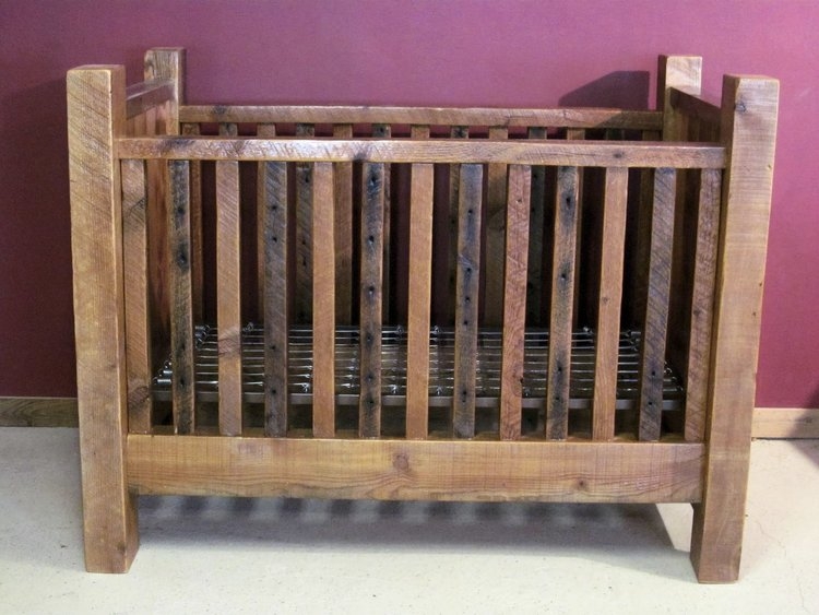 Chunky Timber Baby Crib with Rustic Distressed Finish