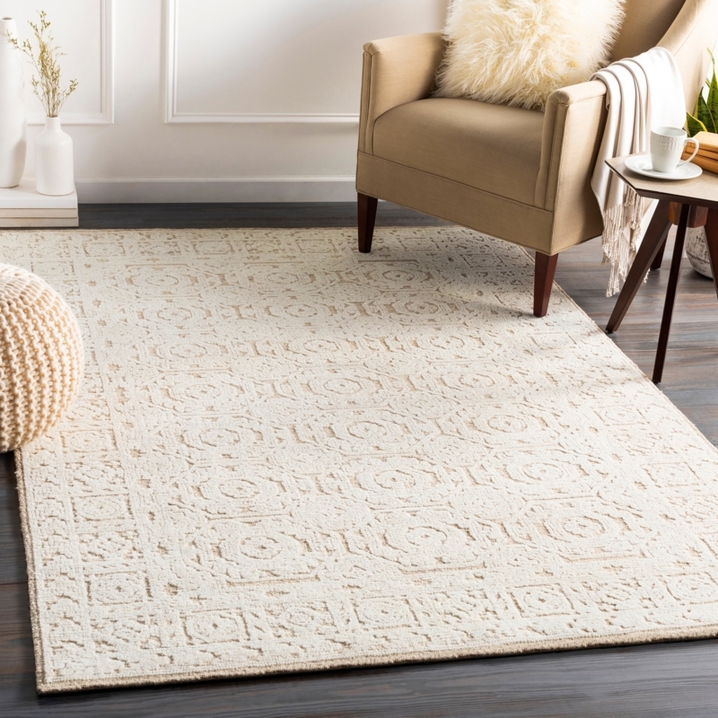 Chunky Wool Area Rug with Chunky Loop Pile and Geometric Relief