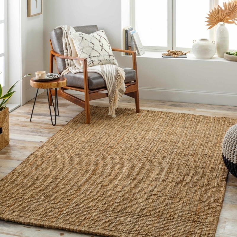 Chunky Woven Area Rug: Natural Tan Tone, Modern Farmhouse Style