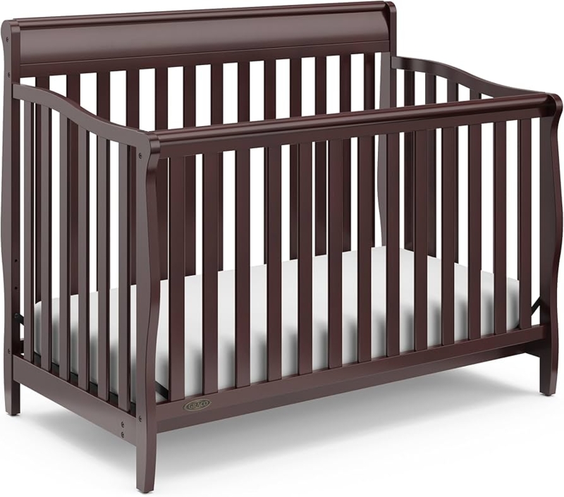 Classic Espresso Convertible Crib Design with Arched Back Rail
