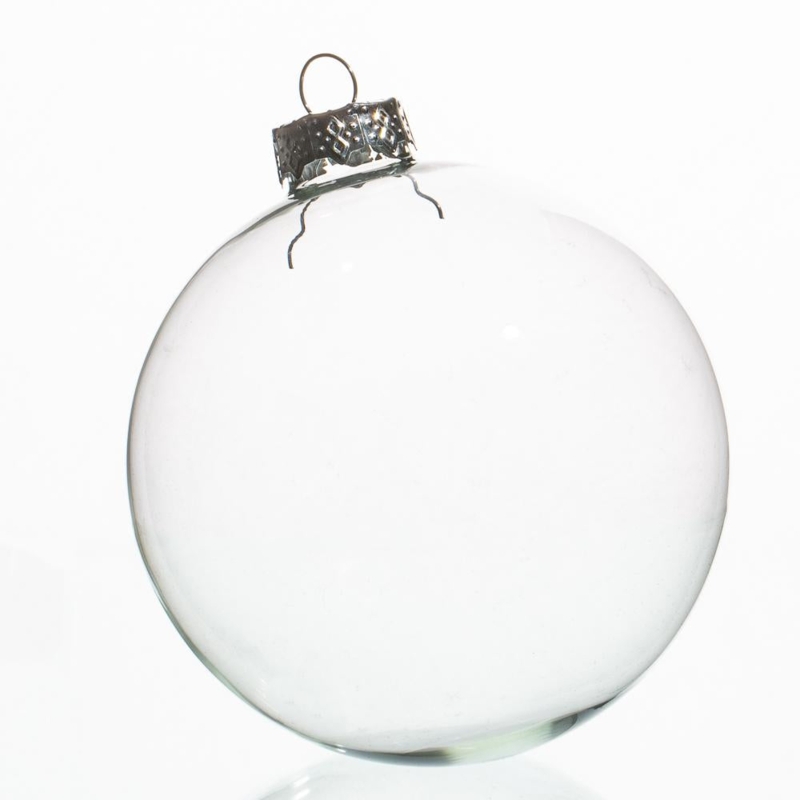 Clear Glass Ornament Set Spherical Minimalist Holiday Tree Decor