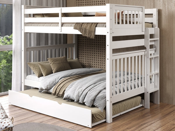 Coastal Style Triple Sleeper Bed, White Full Over Full Configuration