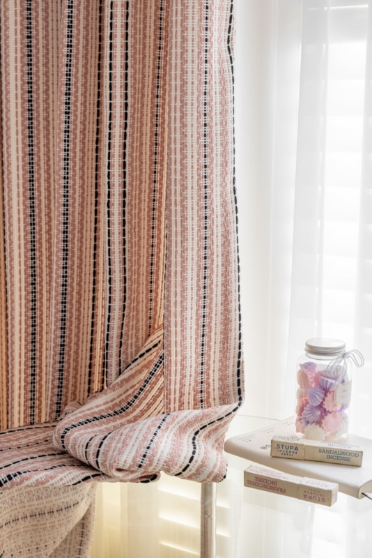 Colorful Jacquard Striped Blackout Curtains With Gold Hardware Nursery