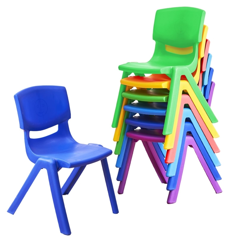 Colorful Stackable Kids Chair Set with Molded Seats and Metal Legs