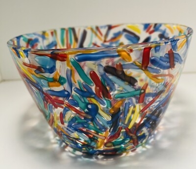 Confetti Glass Serving Bowl, Flared Rim, Vibrant Eclectic Decor
