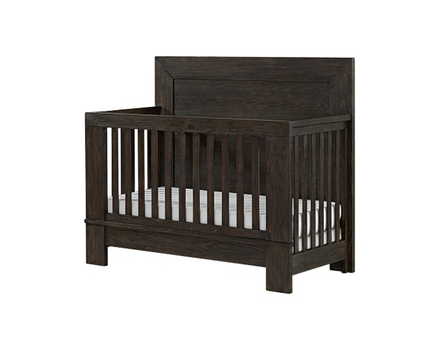 Convertible Crib Arched Headboard Cocoa Finish Block Feet Traditional