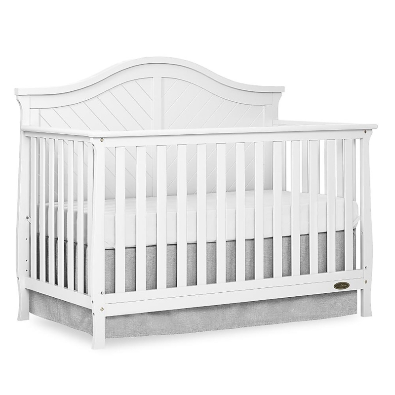 Convertible Crib, Arched Top Rail, Square Legs, Slatted Infant Bed