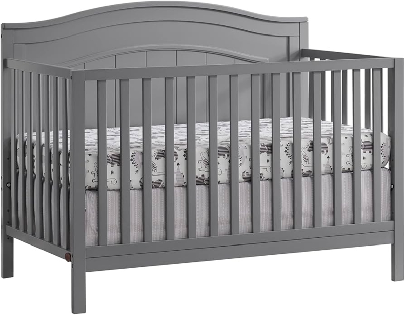Convertible Crib Dove Gray Arched Back Tapered Legs