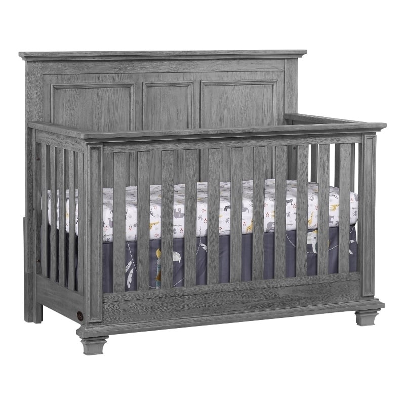 Convertible Crib, Graphite Gray Finish, Curved Molding Details