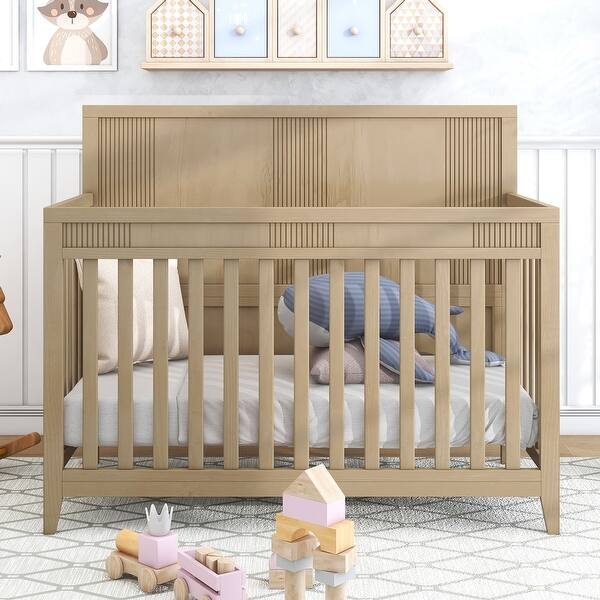 Convertible Crib Shown as Toddler Bed with Open Front Design