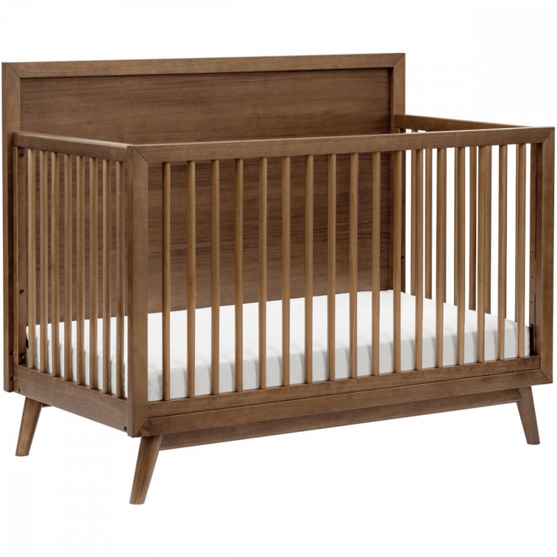 Convertible Crib Two Tone Spindle Rails White Natural