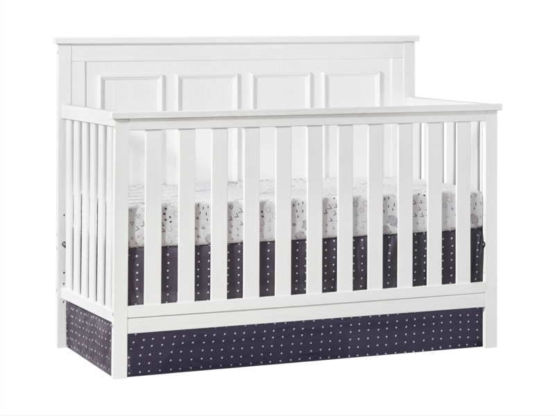Convertible Crib White Wood Toned Top Rail Modern Farmhouse