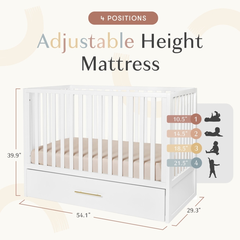 Convertible Crib with Integrated Trundle Drawer for Storage