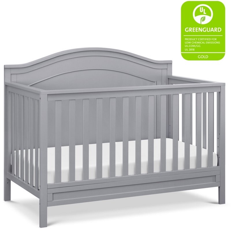 Convertible Wood Crib, Slate Grey Finish, Arched Headboard