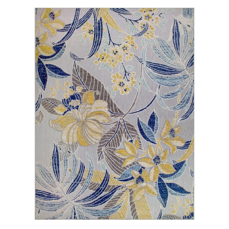 Coordinated Area Rug Set, Charcoal Scrolling Floral Motif, Low-Pile