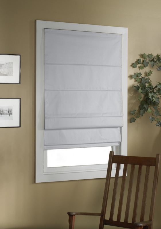 Cordless Roman Shade Blackout Woven Fabric Horizontal Folds Modern
