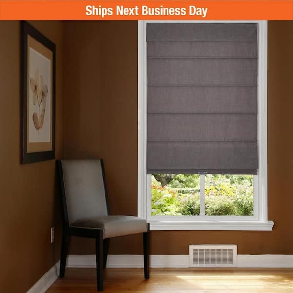Cordless Roman Shade Light Gray Blackout Flat Fold Horizontal