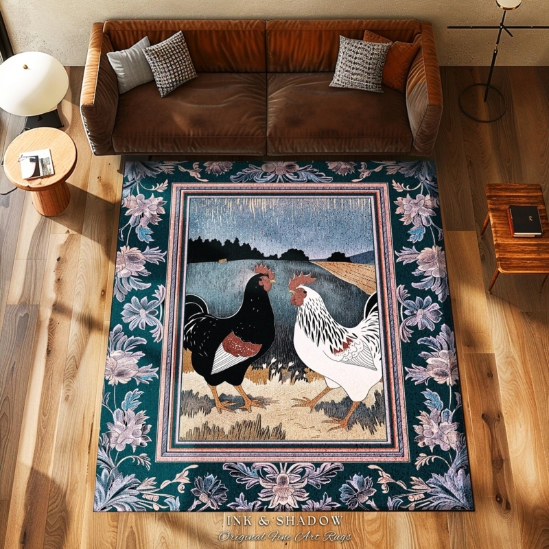 Cottagecore Rooster Rug Styling with Rooster Centerpiece