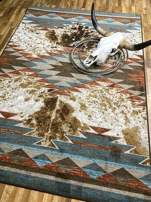 Cowhide Rug Holstein Pattern Organic Shape Hair On Hide Natural Finish