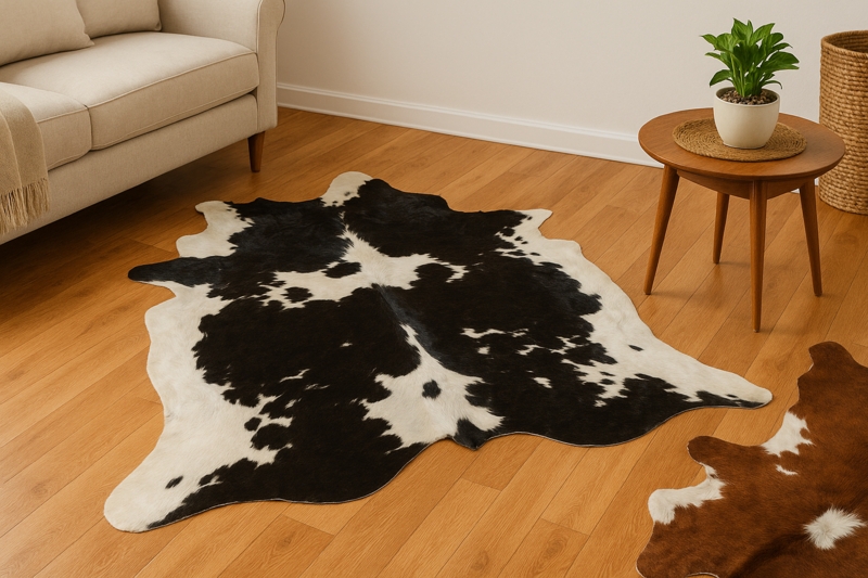Cowhide Rug Natural Pattern Organic Shape Hair On Hide Matte Finish