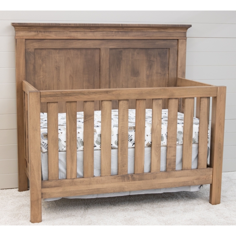 Craftsman Style Wood Crib featuring Solid Back Panel