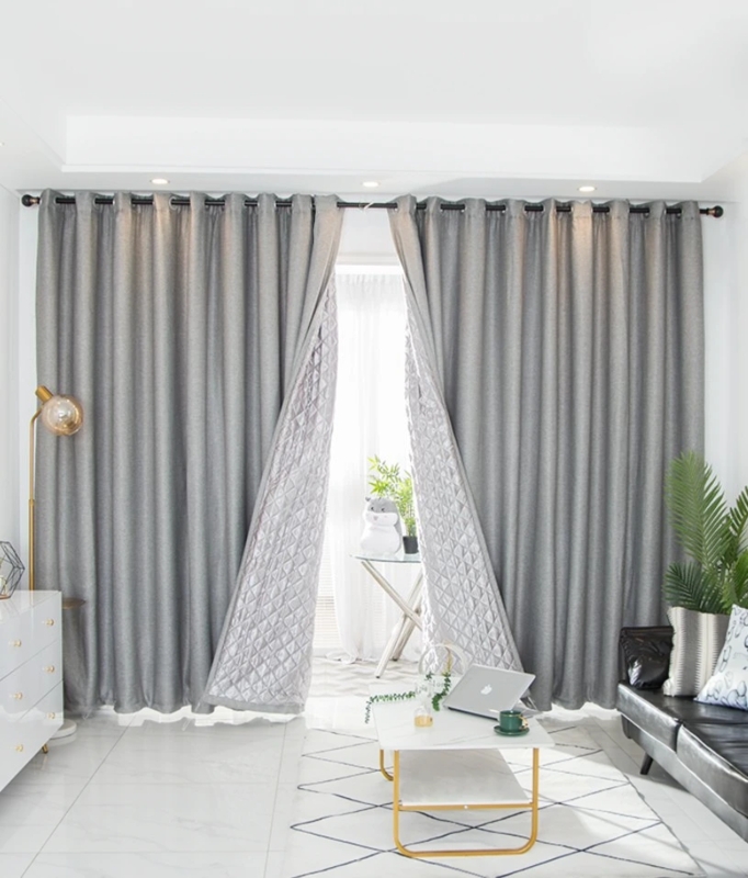 Cream Herringbone Floor-to-Ceiling Curtains with Hidden Track