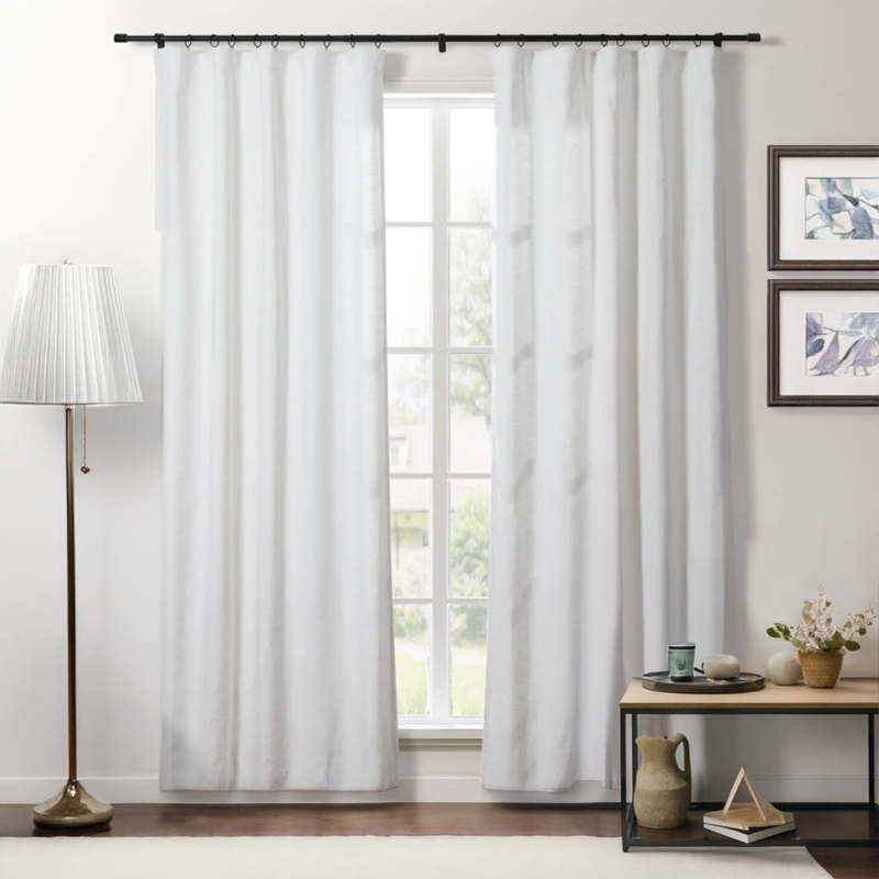 Cream Slubby Linen-Like Curtains with Soft Top Header